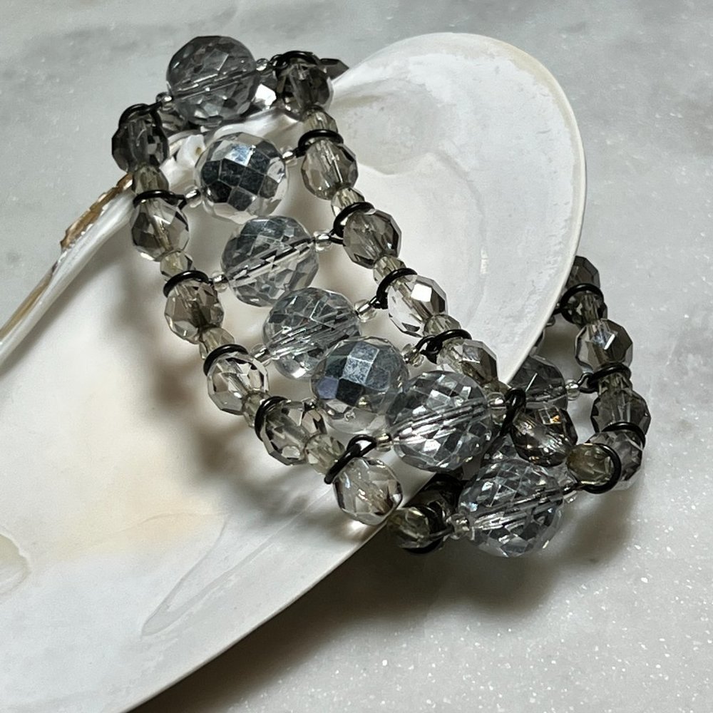 Crystal Stretch Bracelet Gun metal tone embellishments